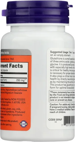 Vista 2 de NOW FOODS Glutatión 250, 60 CT