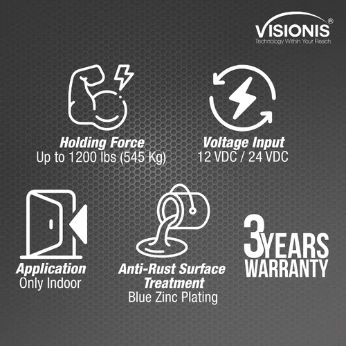 Vista 2 de Interior 1200LBS 1,102.3 lbs Holding Force Outswinging Cerradura de puerta electromagnética con sensor LED para sistema de control de acceso