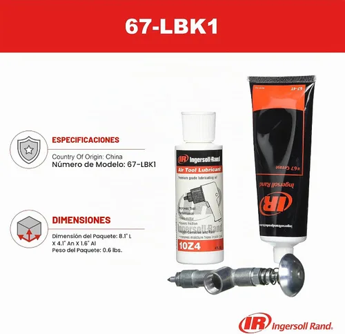 Vista 2 de Ingersoll Rand Kit de cuidado de herramientas neumáticas 67-LBK1