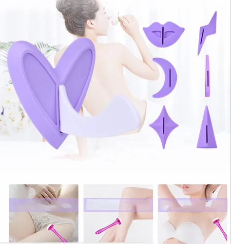 Vista 5 de Plantilla de bikini Pubic Hair Trimmer Pubic Hair Razor Set Bikini Trimmer Shaver Forma Privada Área Íntima Cuchillo de afeitar