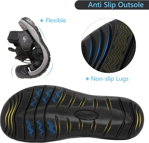 Vista 3 de CAMELSPORTS Sandalias de senderismo para hombre, puntera cerrada, sandalias de playa al aire libre, impermeables, deportivas para pescador, zapatos