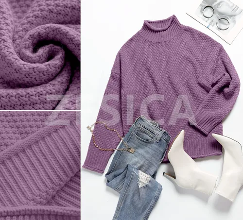 Vista 4 de ZESICA Women's 2023 Turtleneck Batwing Sleeve Loose Oversized Chunky Knitted Pullover Sweater Jumper Tops