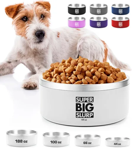 Vista 29 de Tuff Pupper Tazón Aislado de Servicio Pesado para Perros Plato de Comida para Perros de Acero Inoxidable de Doble Pared Tazón Antideslizante a