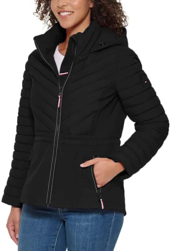 Vista 2 de Tommy Hilfiger Chaqueta elástica ligera con capucha y cordón para mujer