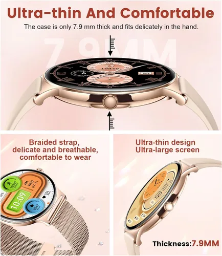 Vista 2 de Relojes inteligentes para mujer, pantalla AMOLED de 1.43 pulgadas, reloj inteligente de llamadas Bluetooth, más de 120 modos deportivos, rastreador