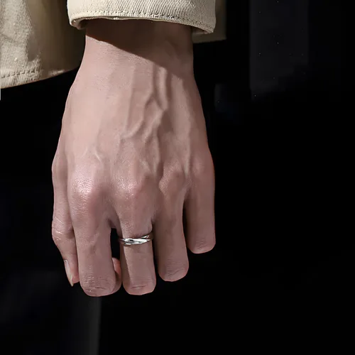 Vista 232 de Anillo de plata de ley 925, minimalista, ajustable, hecho a mano, para mujeres y niñas