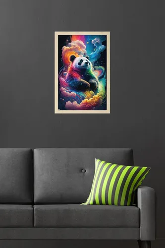 Vista 6 de Trends International Wumples - Cosmic Neon Panda Wall Poster, 22.4L x 14.7W, Blonde Framed Version