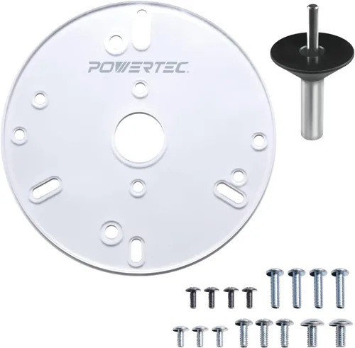 Vista 12 de POWERTEC Placa base universal de 6-1/2 pulgadas con pasador de centrado y cono. agujeros preperforados con tornillos para cable Porter, Bosch