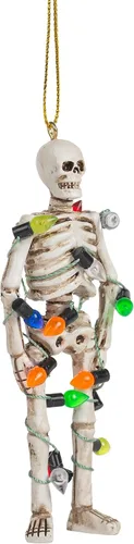 Vista 3 de Esqueleto aterrador envuelto en luces para Halloween, calavera para árbol de Navidad