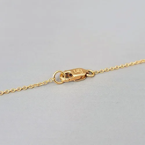 Vista 17 de 18K Solid Yellow Gold Genuine Gemstone Choker Necklace, 15 inches Chain Pendant Dainty Necklace gift for her