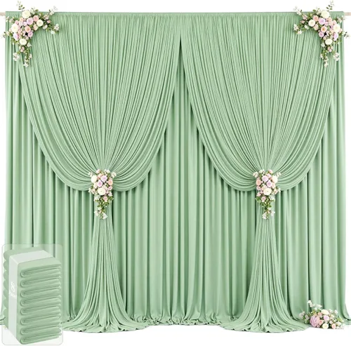 Vista 26 de 20 pies x 12 pies Cortinas de Telón de Fondo Azul Bebé Sin Arrugas para Bodas y Fiestas, Telón de Fondo de Tela Azul, Cortinas para Bodas