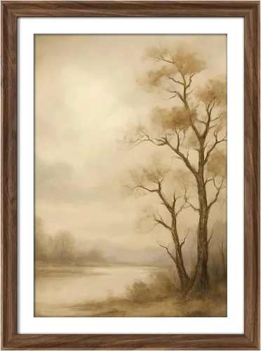 Vista 65 de MUDECOR Lienzo enmarcado prémium para pared, pinos nevados en bosque de invierno, ilustraciones modernas, arte contemporáneo, escénico, divertido