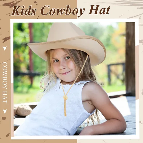 Vista 6 de Hercicy Sombreros de vaquero para niños pequeños, sombrero de vaquera para niños y niñas, accesorios de disfraz de bebé, suministros de fiesta