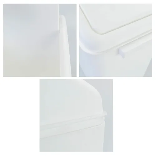 Vista 2 de Qskely Cubo de basura de plástico con tapa abatible de 4.5 galones, bote de basura con tapa, color blanco