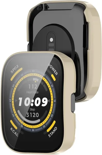 Vista 6 de Protector de pantalla diseñado para Amazfit Bip 5 con película de vidrio templado, parachoques de policarbonato duro, cubierta completa, accesorios