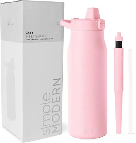 Vista 31 de Botella de agua filtrada Simple Modern Botellas de agua de viaje con filtro de carbono de acero inoxidable aislada Reutilizable para agua