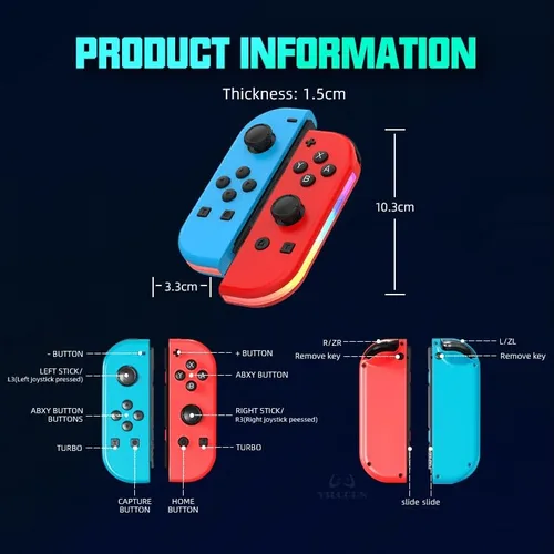 Vista 5 de Joypad for Switch Controllers, Upgraded Joypads Compatible with Nintendo Switch Controller, LR Wireless Joy-Pad RedBlue Joy Pads for Switch