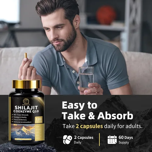 Vista 9 de Shilajit para hombres con musgo marino y ashwagandha, Hima*Layan Shilajit 12 en 1, suplementos de cápsulas con coenzima Q10, ácido fúlvico y ácido