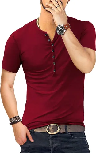 Vista 4 de YTD - Camiseta de manga larga para hombre estilo informal corte ajustado
