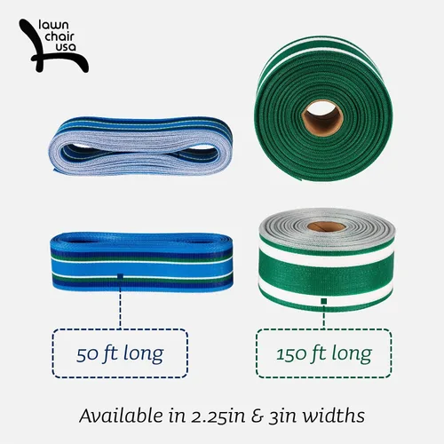 Vista 3 de Kit de reparación de silla de cinchas, de la marca Lawn Chair USA, de 50 pies, Negro sólido