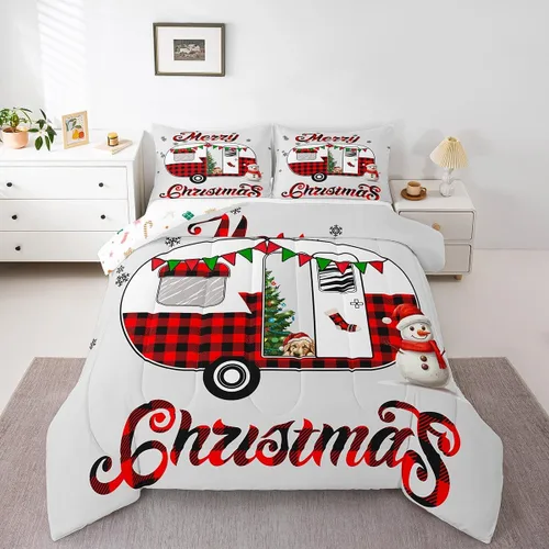 Vista 16 de Erosebridal Juego de edredón de Feliz Navidad, tamaño individual, divertido edredón de Papá Noel para niños y niñas, edredón de plumón de pingüino