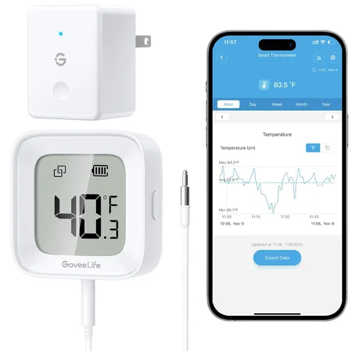 Vista 8 de GoveeLife 2.0 Refrigerator Thermometer Dual Probes with LCD, 1-Pack
