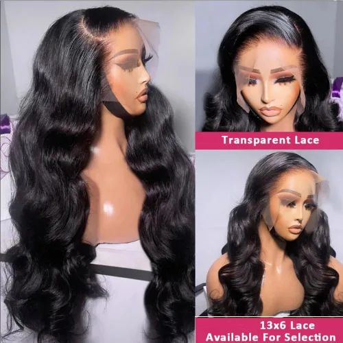 Vista 4 de Ablyea 76 cm 13x6 Pelucas de cabello humano con onda corporal y encaje frontal prearrancadas HD, pelucas de encaje frontal transparentes y frontales