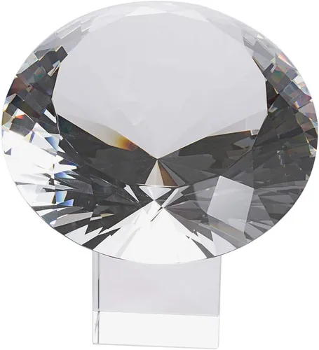 Vista 6 de LONGWIN Pisapapeles de poliedro de diamantes de cristal grande de 4.724 in (4.7 pulgadas), centros de mesa de decoración con base de vidrio