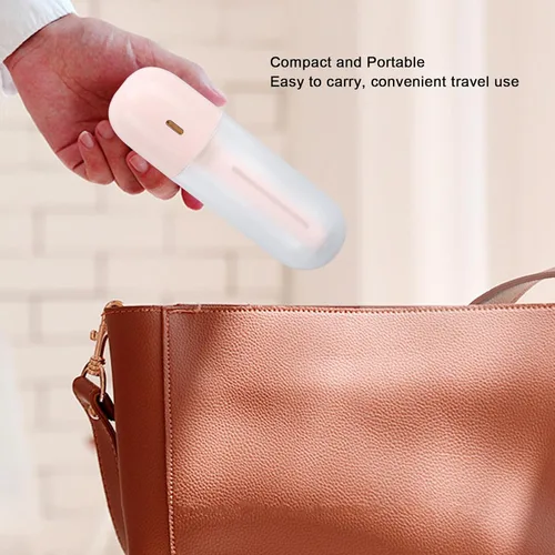 Vista 4 de Asixxsix Mini humidificador portátil, 3.4 fl oz de niebla fría, recargable por USB, humidificador personal de viaje para oficina, dormitorio, Rosa