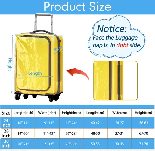 Vista 2 de Sherr 3 fundas transparentes para equipaje para maleta, impermeable, protector de equipaje, cubierta protectora para viajes, Transparente, negro.