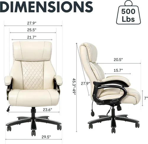 Vista 2 de FLEXISPOT Silla de oficina grande y alta de 500 libras para personas pesadas, silla de computadora de respaldo alto resistente con reposabrazos