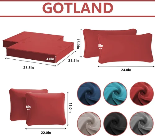 Vista 2 de Gotland Fundas de repuesto para cojines de patio, fundas de cojín para exteriores, funda impermeable para asiento de silla para sofá, muebles Rojo