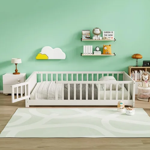Vista 19 de Bellemave Cama Montessori de tamaño matrimonial con tablillas Blanco