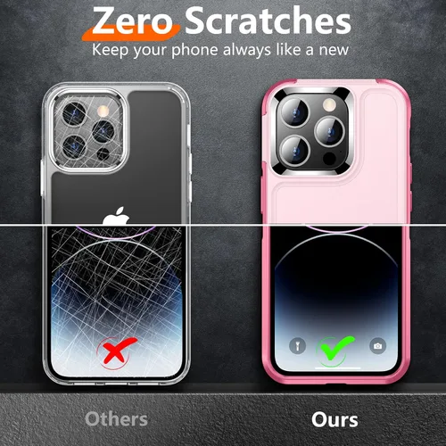 Vista 3 de Red2Fire Funda para iPhone 14 Pro, con 2 unidades [lente de vidrio templado y protector de pantalla] [protección contra caídas de grado militar]