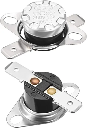 Vista 13 de uxcell KSD301 Termostato 104.0 °F/104°F 10A Normalmente Abierto N.O Ajuste Snap Disc Interruptor de Temperatura 2pcs, Material de Baquelita