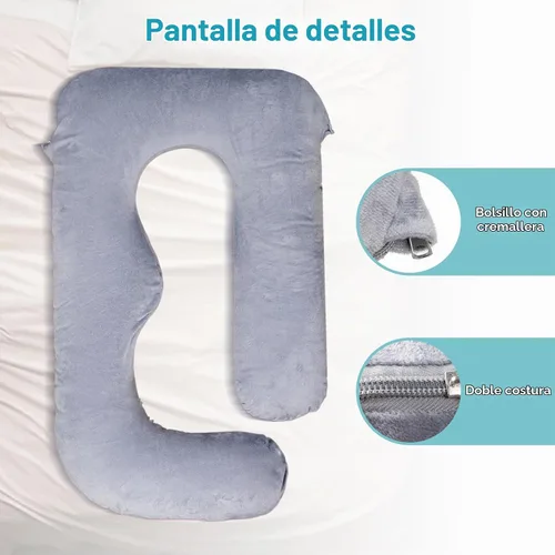 Vista 6 de Funda de repuesto para almohada de embarazo compatible con almohadas Momcozy, extraíble y lavable, funda de almohada suave en forma de U, protector