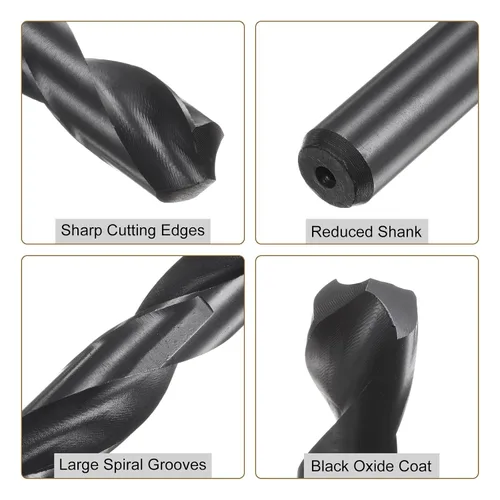 Vista 3 de uxcell Brocas helicoidales 9341 de acero de alta velocidad de óxido negro de 0.571 in (9/16 pulgadas), 2 unids 1/2" para aleación de aluminio metal