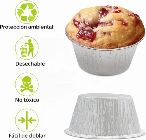 Vista 7 de Tazas de papel de aluminio para hornear, Ramekin desechables de 4 onzas, forros de aluminio para cupcakes, 150 piezas de papel plateado