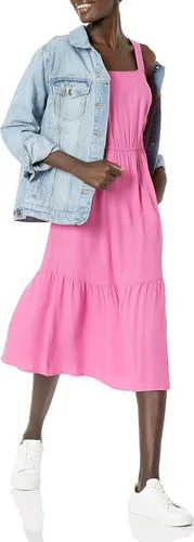 Vista 4 de Tienda Essentials - Vestido midi de verano para mujer, de sarga, fluido, escalonado