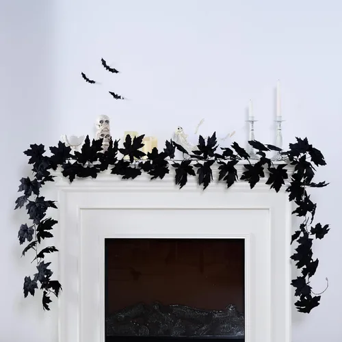 Vista 2 de Valery Madelyn Guirnalda de Halloween de 9 pies con luces para decoración