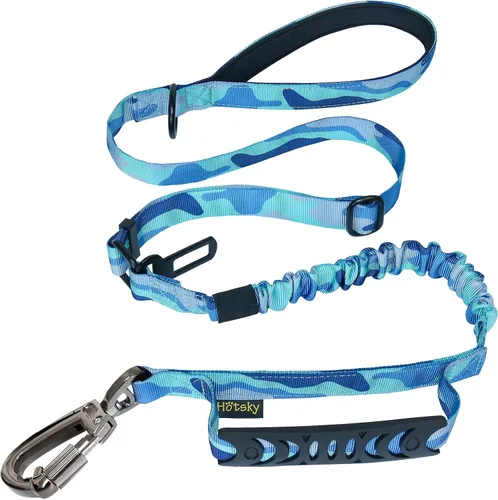 Vista 11 de Hotsky Correa táctica para perro resistente para perros medianos y grandes que tiran, 4-6 pies, resistente correa elástica para perro que absorbe