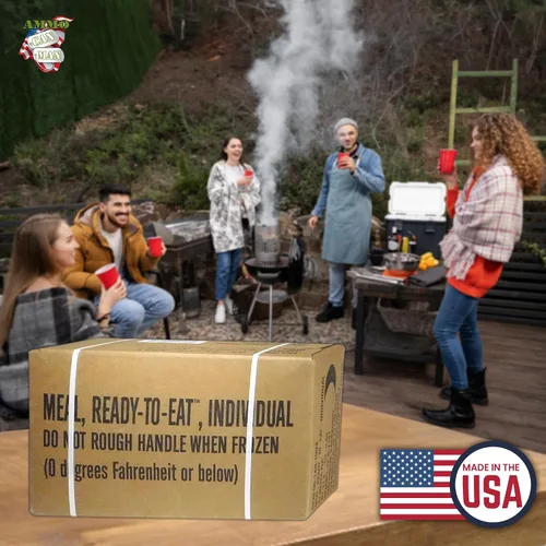 Vista 6 de MREs (Meals Ready-to-Eat) caja A, menús militares originales de EE. UU. 1-12 de Rothco