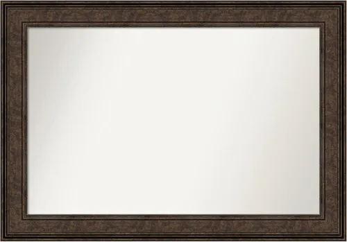 Vista 80 de Amanti Art Espejo de pared personalizado no biselado (25 x 25 pulgadas), marco de bronce acentuado, varios tamaños personalizados, espejo de baño