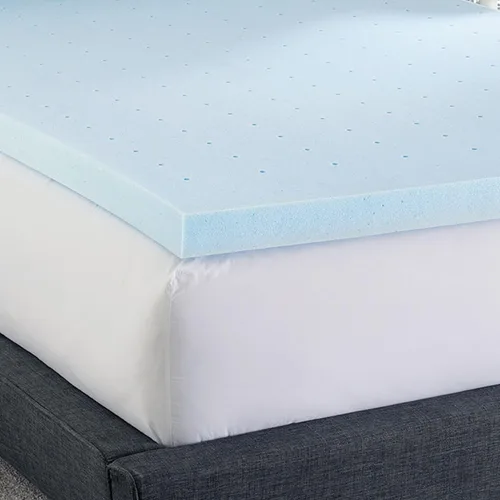 Vista 7 de Essentials - Cubrecolchón de espuma viscoelástica de 2 pulgadas, con infusión de gel, diseño ventilado, espuma certificada CertiPUR-US, color azul