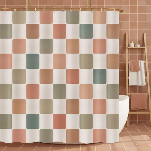 Vista 15 de JAWO Cortina de ducha geométrica negra y dorada, moderna cortina de baño de textura poligonal abstracta, cortina de baño de tela impermeable, 6