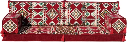 Vista 9 de arabicsofa Juego de sofá de dos plazas étnico individual – Funda lavable estilo bohemio cojines de suelo con sofá otomano