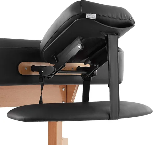 Vista 3 de Saloniture Mesa de masaje estacionaria profesional, incluye estante, reposacabezas, soporte facial y refuerzo, color negro