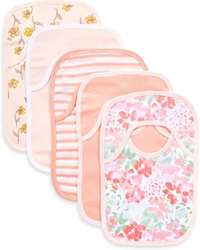 Vista 3 de Burt's Bees Baby Conjunto de pijama con cremallera y baberos para niña bebé, 100% algodón orgánico