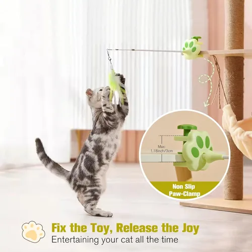 Vista 3 de BEBOBLY Juguete retráctil 3 en 1 para gatos de interior, juguetes interactivos de plumas de gato