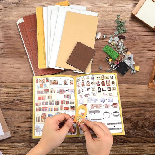 Vista 7 de Quanquer Kit de Casa en Miniatura: Rincón de Librería Libro Mágico con Muebles y Luz LED - Kits de Bricolaje para Adultos - Casa de Muñecas